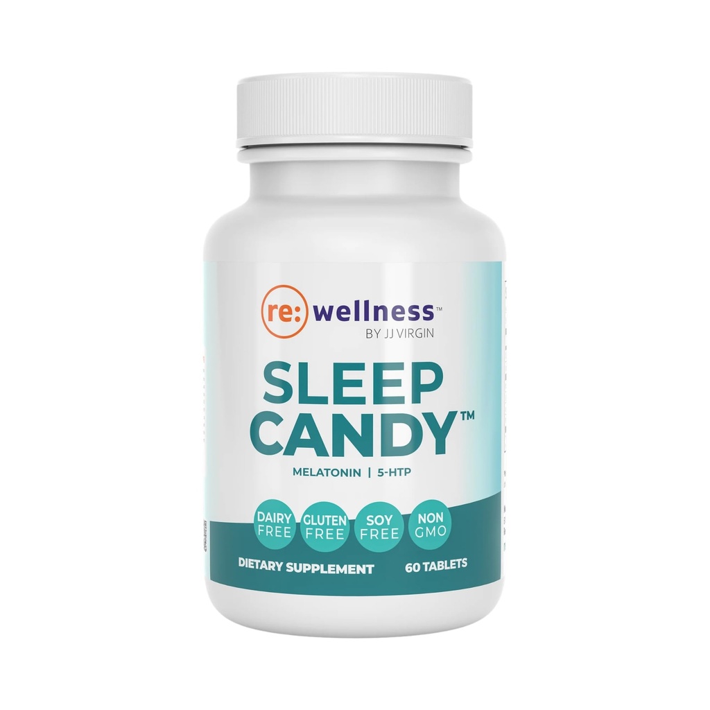Reignite Wellness di JJ Virgin | Sleep Candy | Chewable 5-HTP Supplemento con Inositol, Vitamina B6, Melatonin & L-teanina per adulti | Limone Flavor | 60 compresse