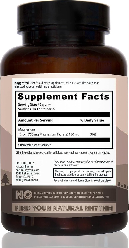 Natural Rhythm Magnesium Taurate 120 capsule + B-CALMplex 90 capsule Bundle