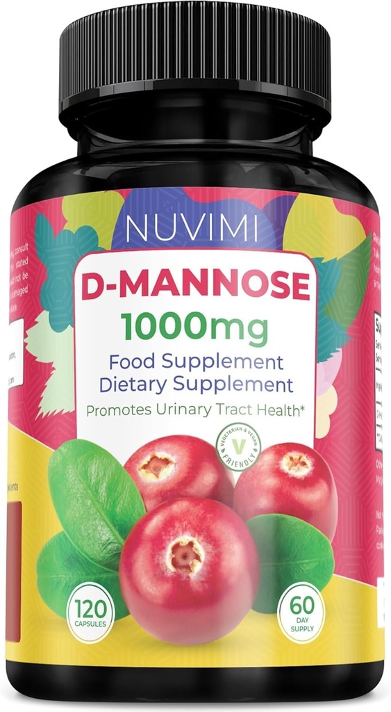 D Mannosio 120 capsule - 1000 mg per Dose - Integratore alimentare aiuta a promuovere la salute del tratto urinario - Natural Vegan UTI Defense