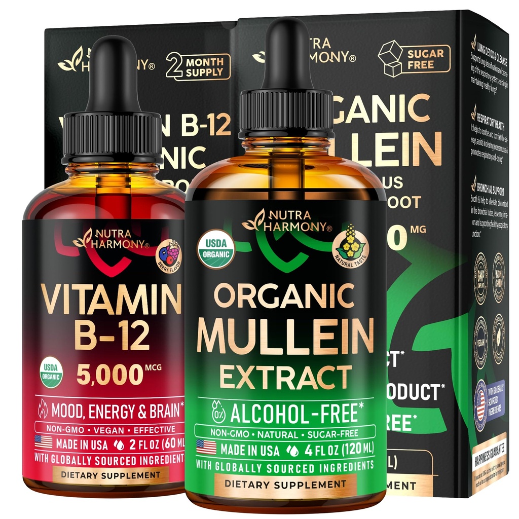 NUTRAHARMONY Organic Mullein Drops & Vitamina B12 Gocce