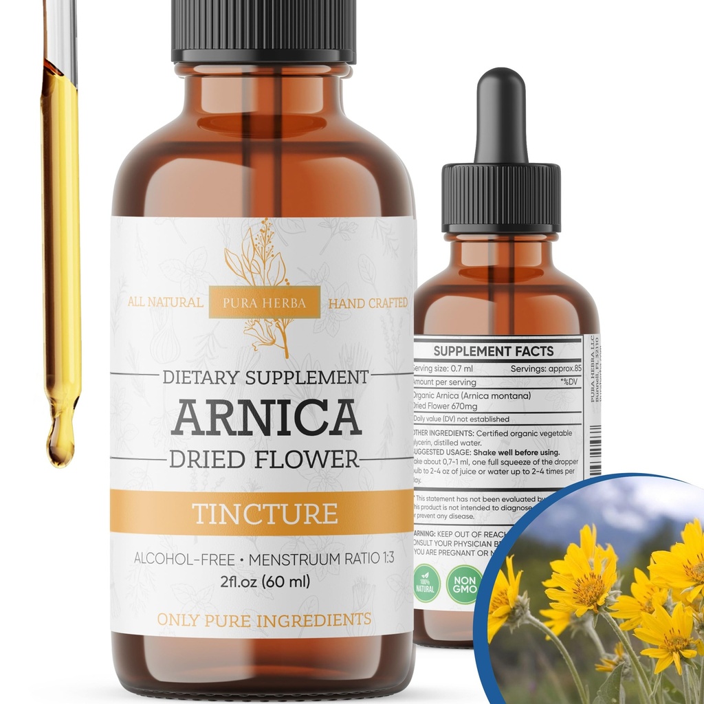 Arnica Liquid Extract – Alcol-Free, Vegan, Supporta il recupero muscolare & Joint Comfort, Tintura rapida assorbente, Made in USA – 2 Fl Oz