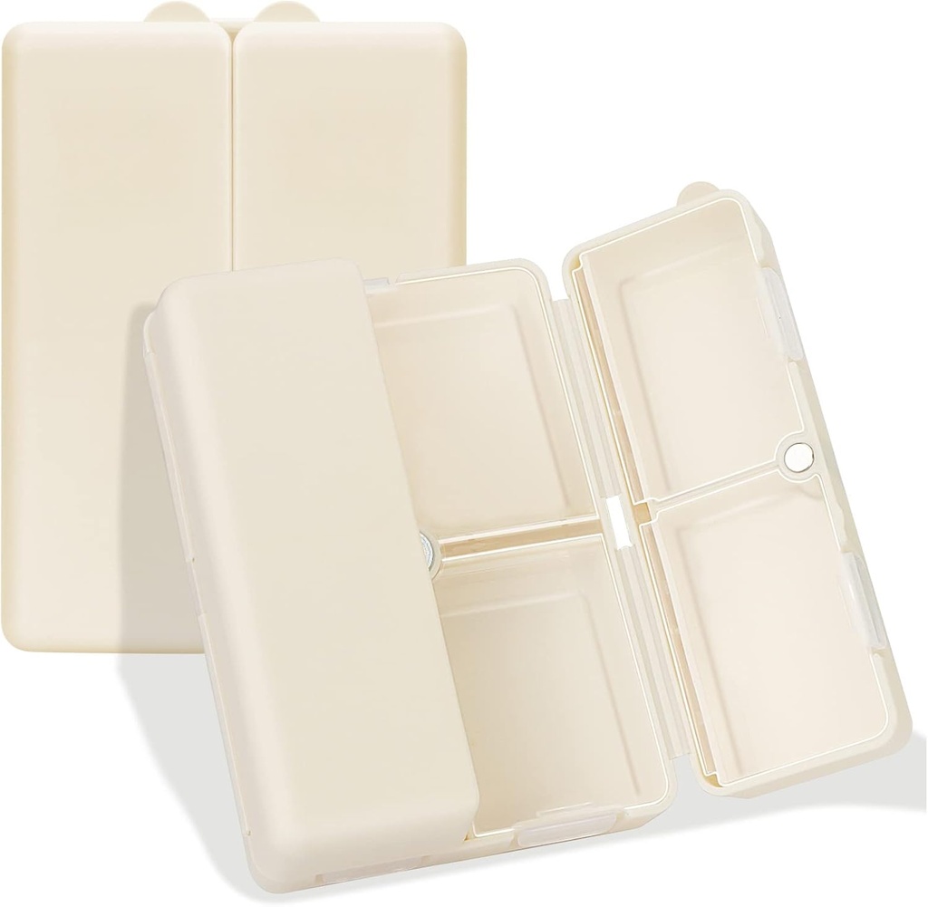 FYY Daily Pill Organizer,7 Confronti Portable Case [Folding Design] Travel Pill Box for Purse Pocket per tenere le vitamine,Cod Liver Oil,Supplements and Medicine-White