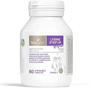 2 Set Bio Island Lysine Step Up per Giovani 60 Chewable Tablets (Australia Importazione)