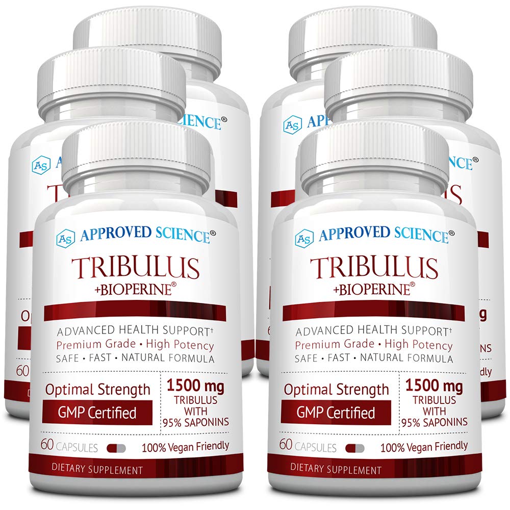 Approved Science Tribulus Terrestris - 360 capsule - Boosts testosterone, migliora le prestazioni atletiche, supporta la crescita del muscolo e la riparazione - 95% Furostanol Saponins - Bioperine - Vegan - 6 bottiglie