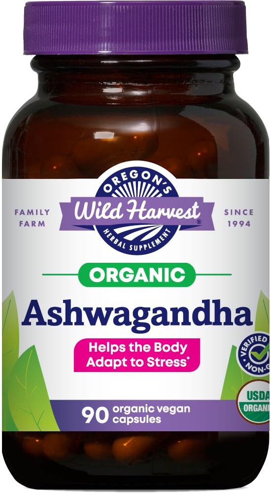 L'Oregon's Wild Harvest Certificato Organic Ashwagandha Herbal Vegan Capsule, 1200 MGS, 90 Conte