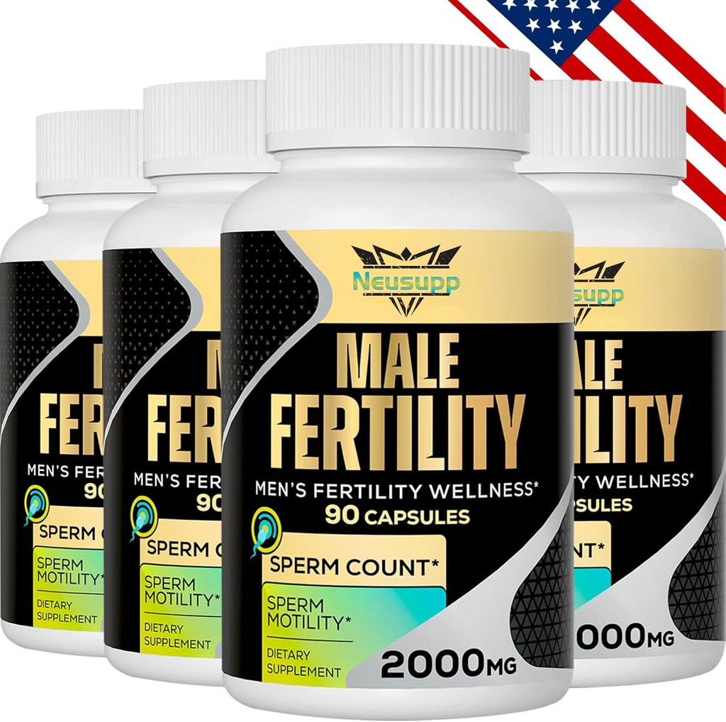 Integratori di fertilità per gli uomini, Vitamine Prenatali maschili -Conteggio dello sperma ottico, Motilità e Forza, 2000MG Integratori di fertilità maschile con Radice Maca, Zin & Folate per la Concezione - Confezione da 4