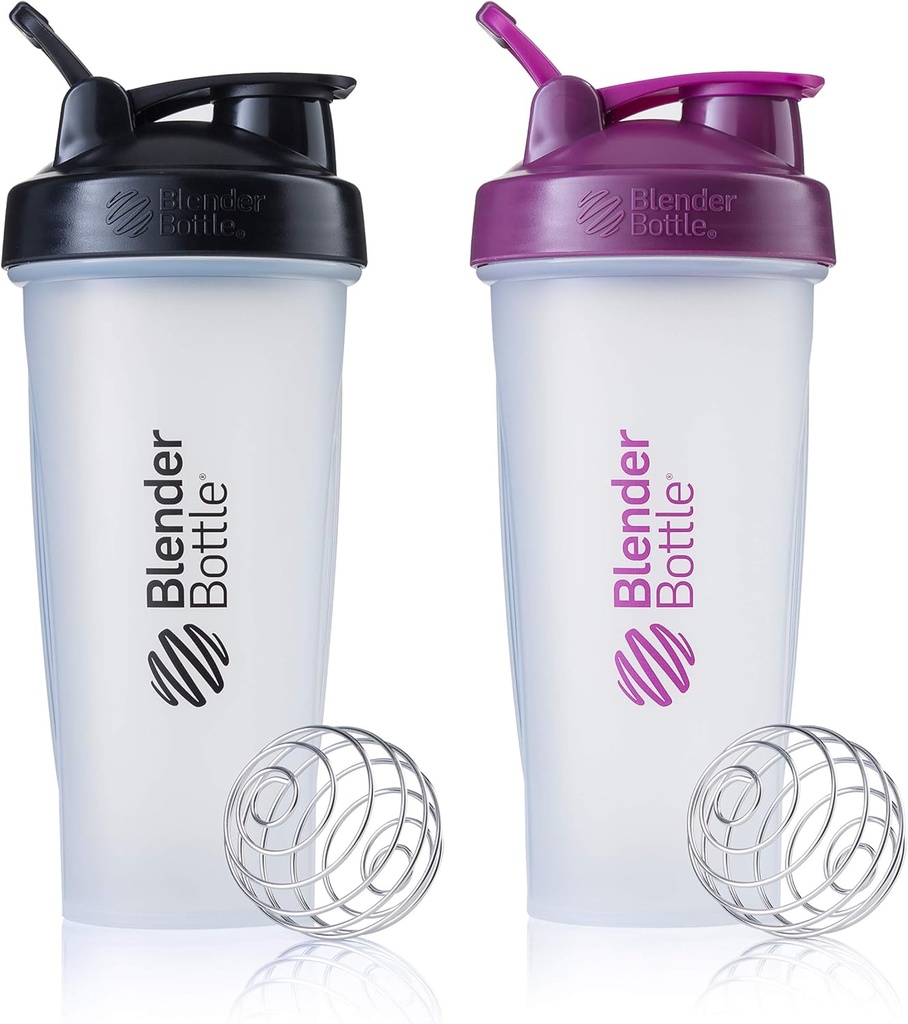 BlenderBottle Classic Shaker Bottiglia Perfetto per Protein Shakes e Pre Workout, 28-Ounce (2 Pack), Colori May Vary