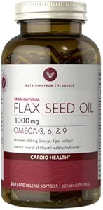 Vitamina World Flax Seed Oil 1000mg Fornisce 450 mg Omega 3 per softgel 240 Rapid Release softgels