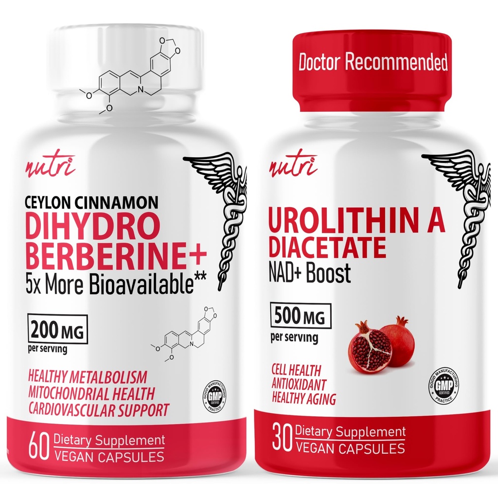 Fusioni naturali Nutri Diidroberina (60 capsule) & Urolitina A Diacetato 500mg Energy Booster Supplemento