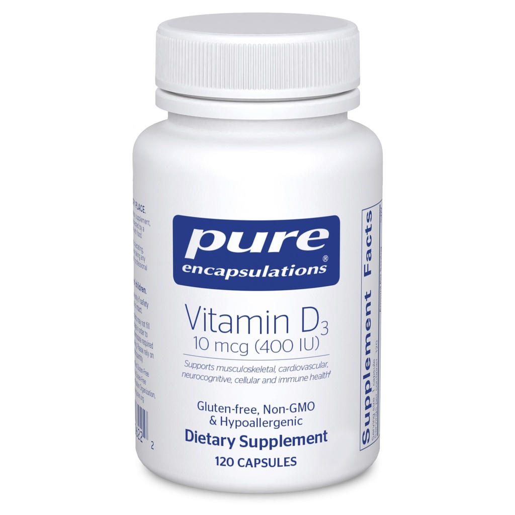 Vitamina D3 10 mcg (400 IU) | Supporto anallergico per Bone, Seno, Cardiovascolare, Colon e Salute Immune | 120 capsule
