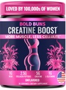 Bold Buns Creatina per le donne – Supplemento Booty Builder con Collagen & BCAA – Supporta lo sviluppo del muscolo, il recupero post-allenamento, elasticità della pelle, capelli sani e unghie | non aromatizzati – 30 Serve