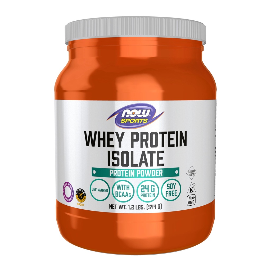 NOW Alimenti Nutrizione sportiva, Isolato di proteine del siero, 25 g con BCAA, Polvere non aromatizzata, 1,2-Pound