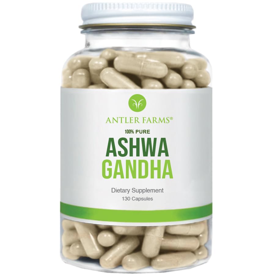 Antler Farms – 100% puro Ashwagandha Root e Ashwagandha Root Extract, 130 capsule, 1200mg – Standardizzato al 5% conanolidi, Migliora le prestazioni mentali, l'energia e l'immunità