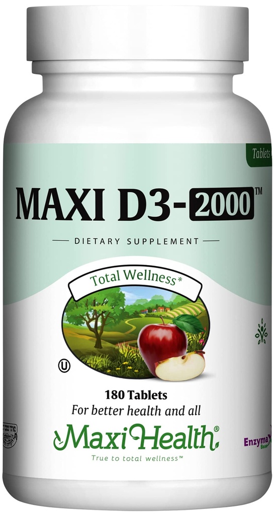 Vitamina D3 2000IU - Integratori di vitamina D altamente assorbibili per una risposta immunitaria sana, assorbimento di calcio, salute dei denti e dei ossa - D3 Vitamina 2000 IU -180 Compresse