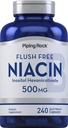 Piping Rock Niacin 500mg | Flush Free | 240 capsule | Vitamina B3 Supplemento | Non OGM, Gluten Free