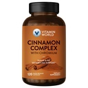 Vitamina World Cinnamon Complex con cromo, 1000 mg Cinnamon Integratori con Cromo ad alta potenza per il Metabolismo sano e protezione antiossidante, 120 capsule, 2 mesi di alimentazione, senza glutine
