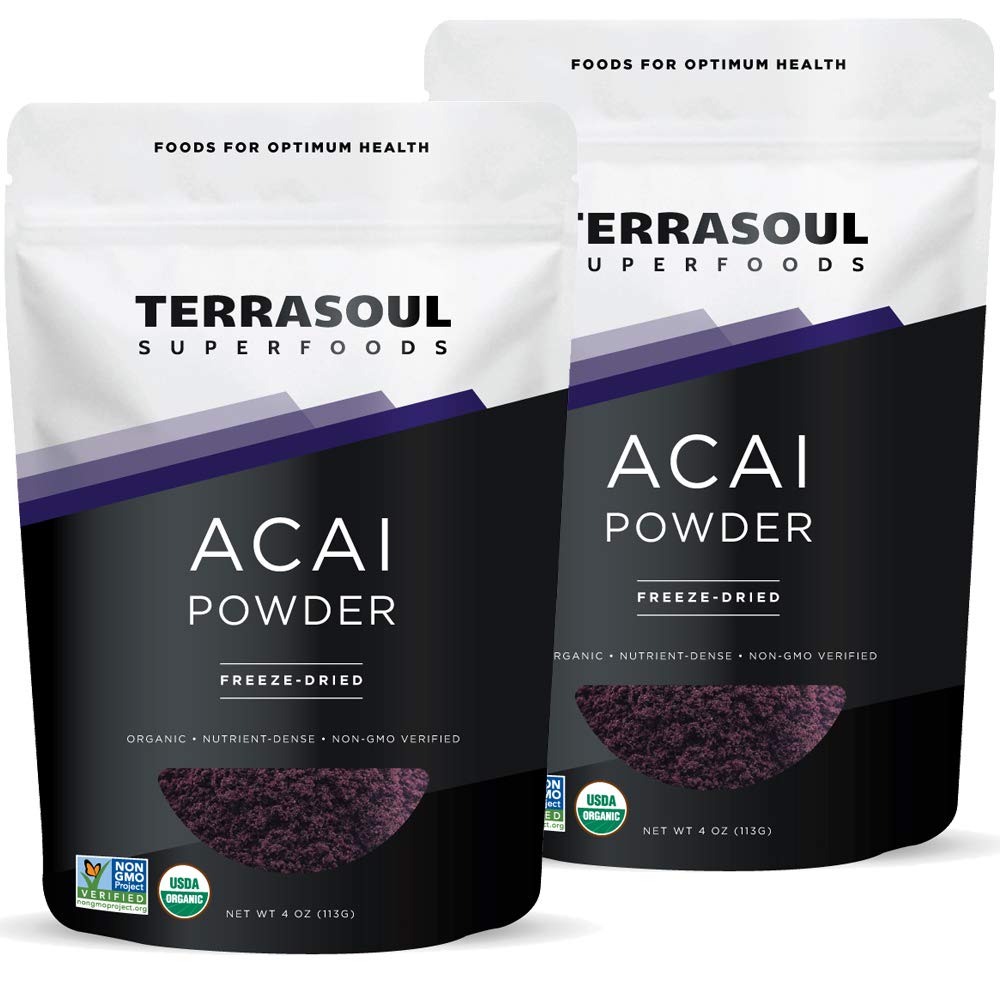 Terrasoul Superfoods Organic Acai Berry Powder, 4 Oz (Pack of 2), Freeze-Dried for Freshness, Omega Fats Boost for Smoothie Bowls, e Antioxidant-Packed Superfoods Ricette