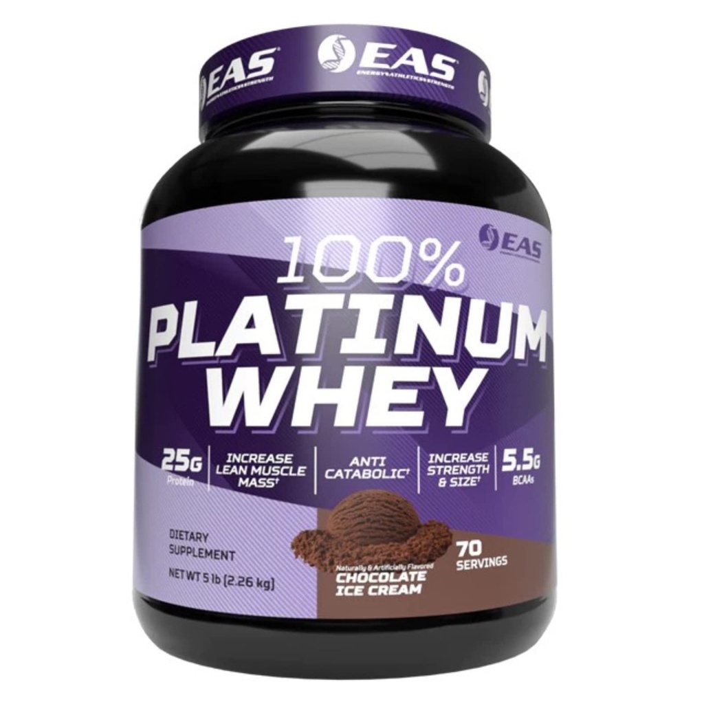 EAS 100% Platinum | 3 proteine del siero di ultra-Platinum | Aumento della dimensione & resistenza | 25g Protein, 5.5g BCAAs | 5 Pound (Chocolate Ice Cream)
