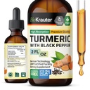 BIO KRAUTER Tintura di supplemento di curcuma erboristica - Curcumina di 1200 mg con estratto di pepe nero - Alcol e Zucchero Libero - Vegan Gocce 2 Fl.Oz.