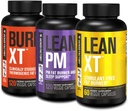 Jacked fabbrica Burn-XT clinicamente studiato bruciatore di grasso termogenico (120 capsule), masterizzatore grasso notturno di Lean PM e aiuto al sonno (120 capsule), supplemento di perdita di peso senza caffeina di Lean-XT (60 capsule)
