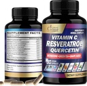Organic Cadane Resveratrolo Supplemento - 12in1 Blended with VIT.C, Quercetin, Berberina, Turchese, The verde & More - 90 Capsule 3 Mesi