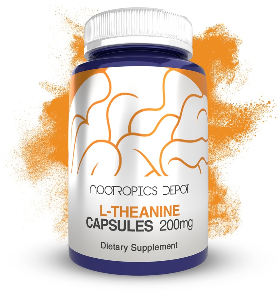 Nootropics Depot L-Theanine Capsule 200mg (180 Count) | Promuove il rilassamento | Supporta livelli di stress sani + cicli di sonno | Promuove la funzione cognitiva + Focus | Integratore di aminoacidi