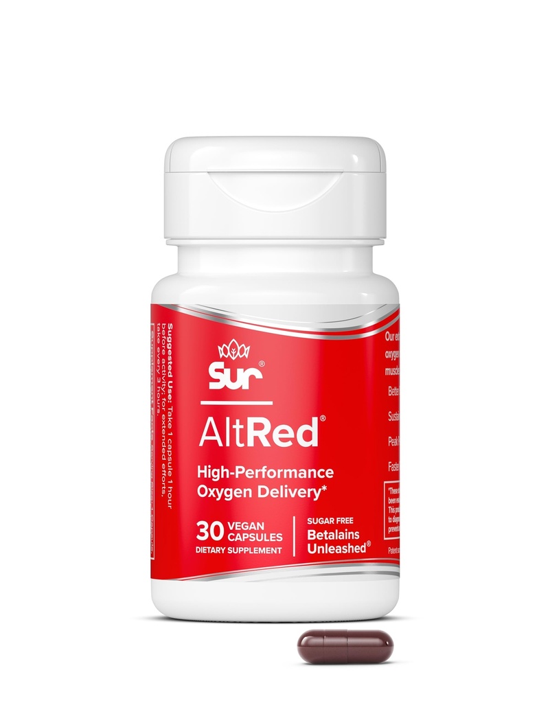 AltRed Sur Beet Root Capsule per il recupero muscolare e la nutrizione sportiva - 25% Betalain Extract Pre Workout & Nitric Oxide Supplemento per Endurance Athletes - Certificato NSF per lo sport