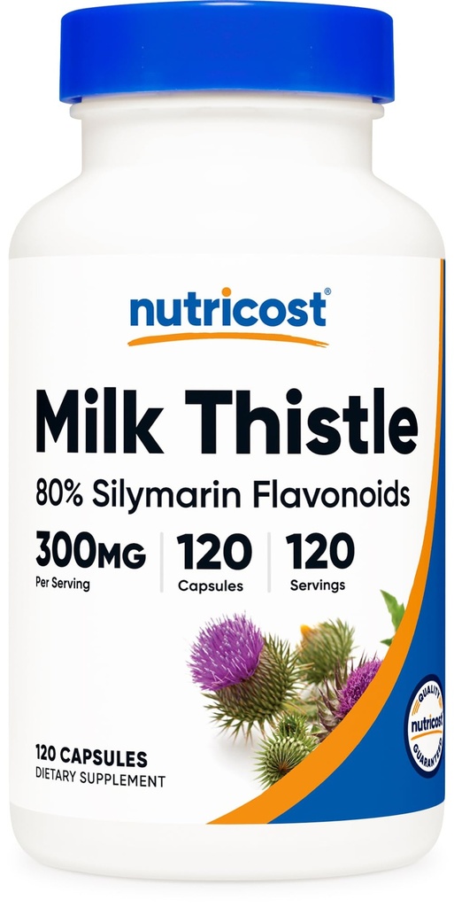 Nutricost Latte Thistle Capsule 300mg, 120 Capsule (80% Silymarin) - Senza glutine & Non OGM