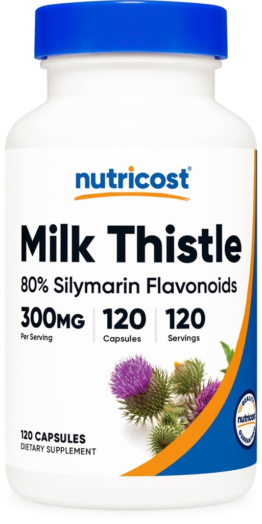 Nutricost Milk Thistle Capsules 300mg, 120 Capsules (80% Silymarin) - Gluten-Free & Non-GMO