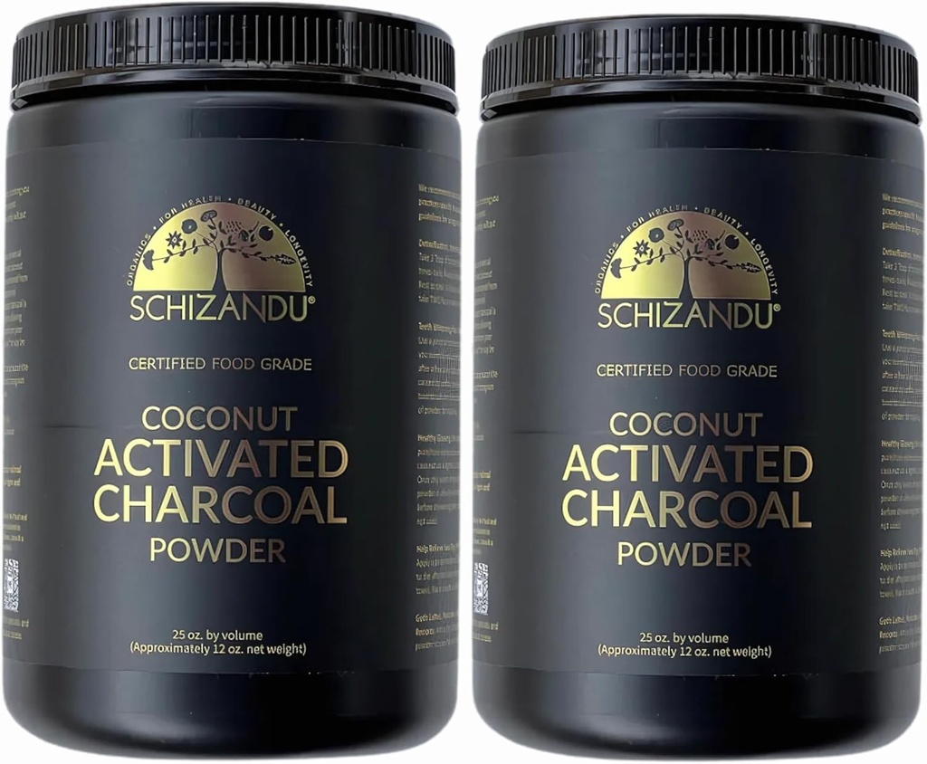 Polvere di carbone organico attivata carbone naturale, vegano, organico, OGM libero - Grande bottiglia 25 oz polvere - 2pack