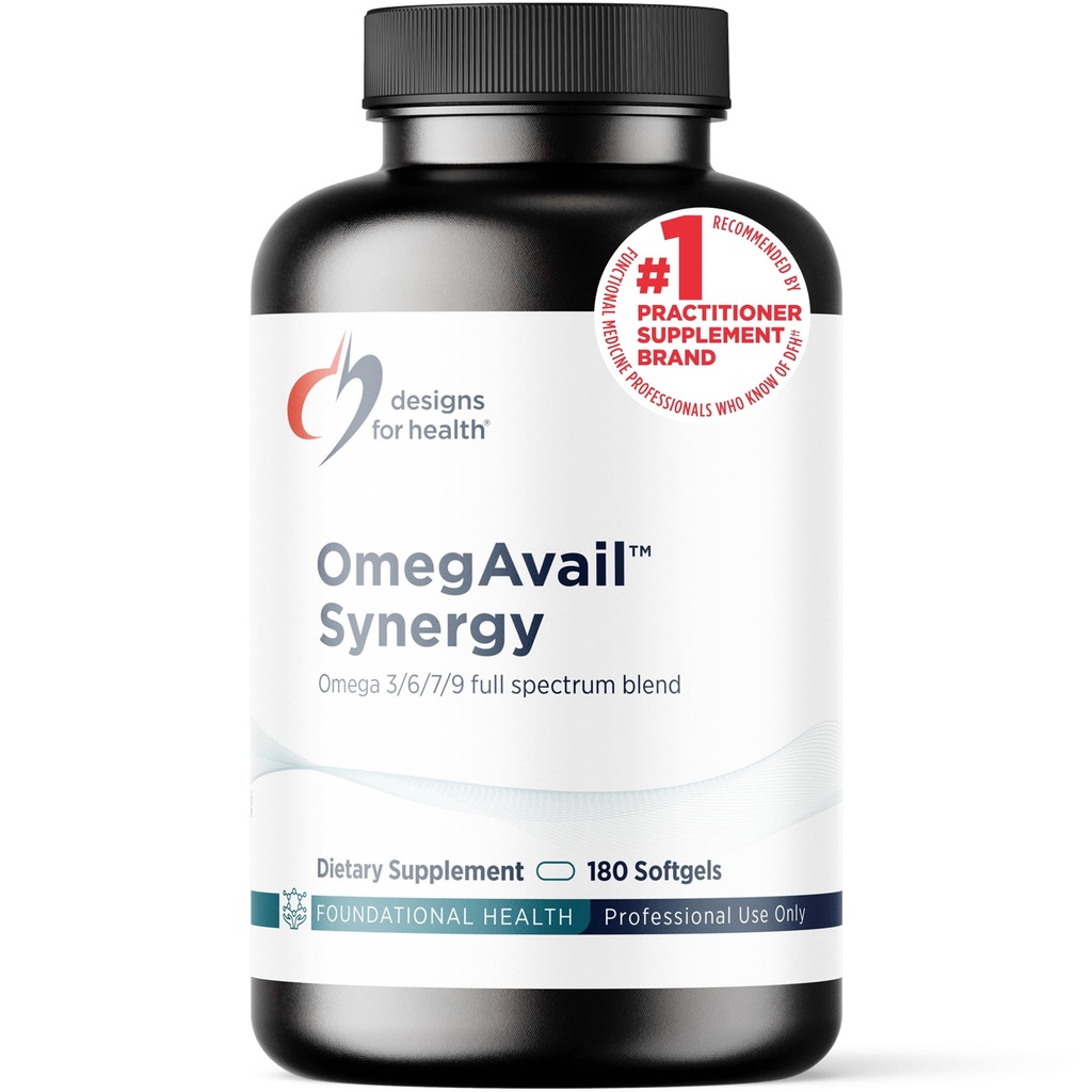 Progetti per salute OmegAvail Synergy - Omega Complex per adulti - Omega 3-6-7-9 acidi grassi da Borage e Macadamia olio + Trigliceride (TG) Fish Oil con DHA & EPA (180 Softgels)