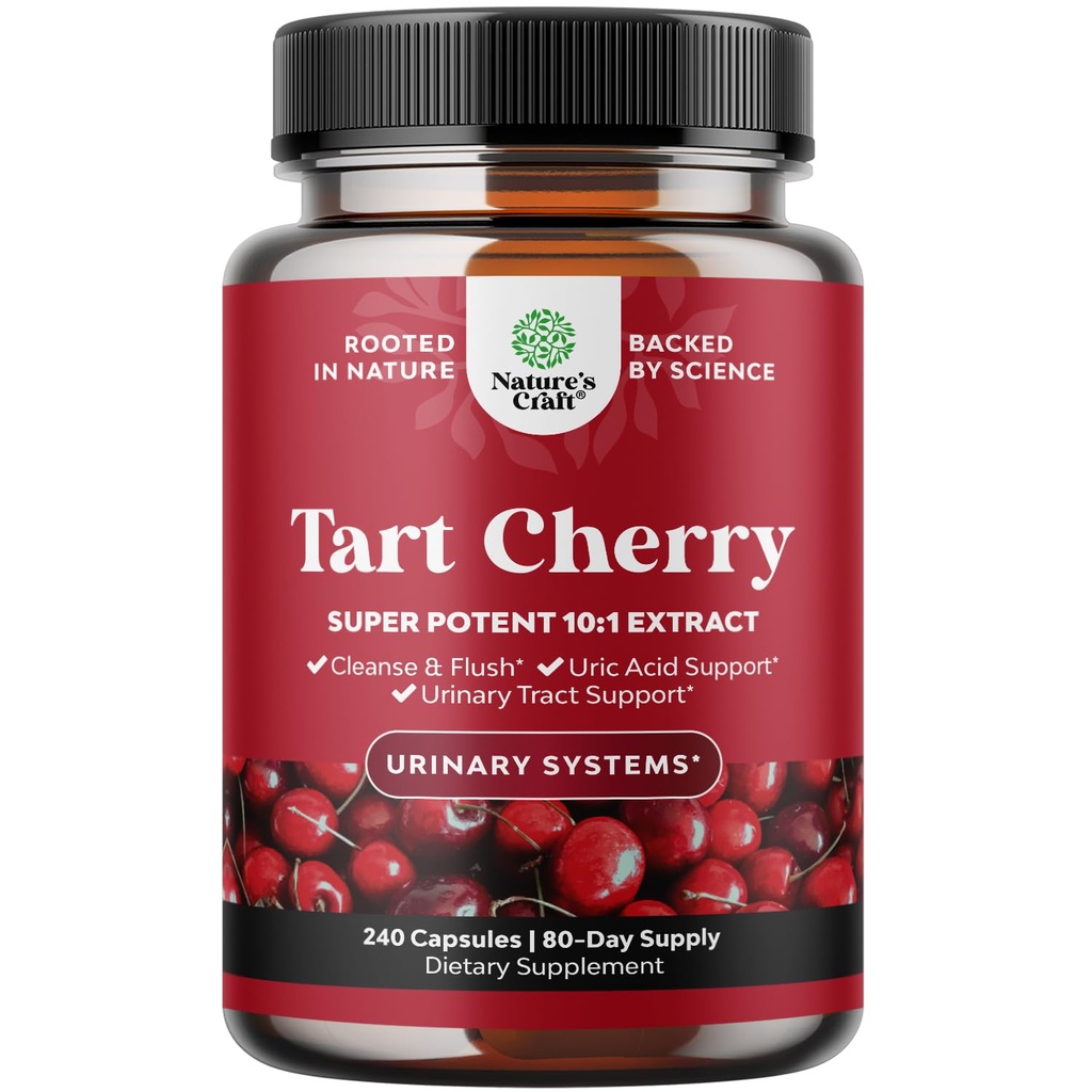 Estratto di ciliegia di Tart Extra - Estratto di ciliegie di Tart 7500mg per Uric Acid Cleanse per il supporto di Gout & reni - Supplemento di Estratto di frutta per la salute del tratto urinario & supporto comune - 240 Ct
