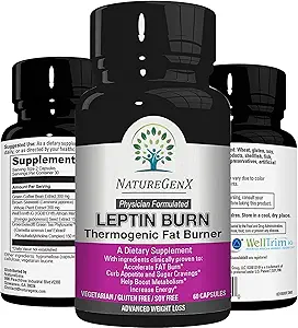 Leptin Burn - Thermogenic Fat Burner, Appetite Suppressant, Energy Booster & Metabolism Booster per la perdita di peso - pillole di dieta che funzionano rapidamente per le donne & uomini - 60 pillole sottili, senza glutine
