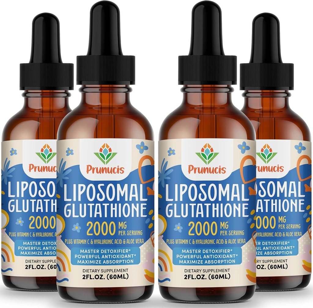 2000MG Glutathione Liquido Liposomico, 98% Assorbimento, Formula attiva L-Glutathione Supplemento, Vegan Friendly, Potente Complesso Antiossidante per Sistema Immune, Difesa Invecchiante, Detox,8 FL.OZ