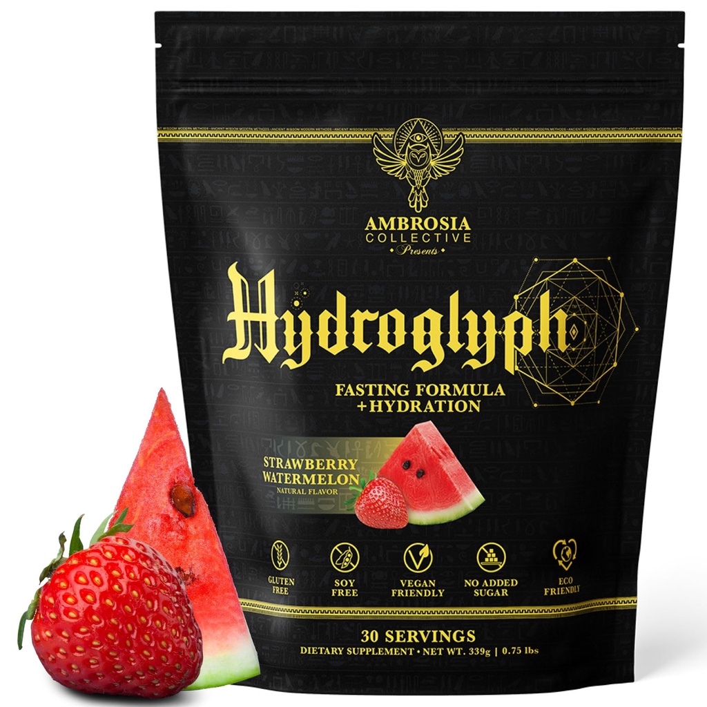Ambrosia Hydroglyph Intraworkout Formula w/BCAA + EAA + Polvere di idratazione degli elettroliti per proteggere il muscolo magro, 0g Miscela di bevanda di di digiuno dello zucchero, Acqua di w/Coconut (anguria di fragola)