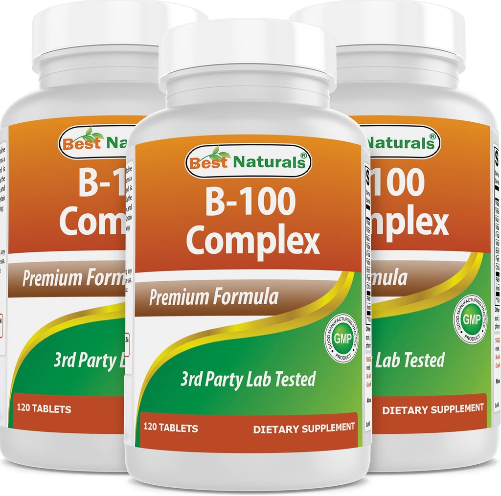 Best Naturals B 100 Complex 120 compresse (B Complex Vitamins) (120 conteggio (Pack of 3))