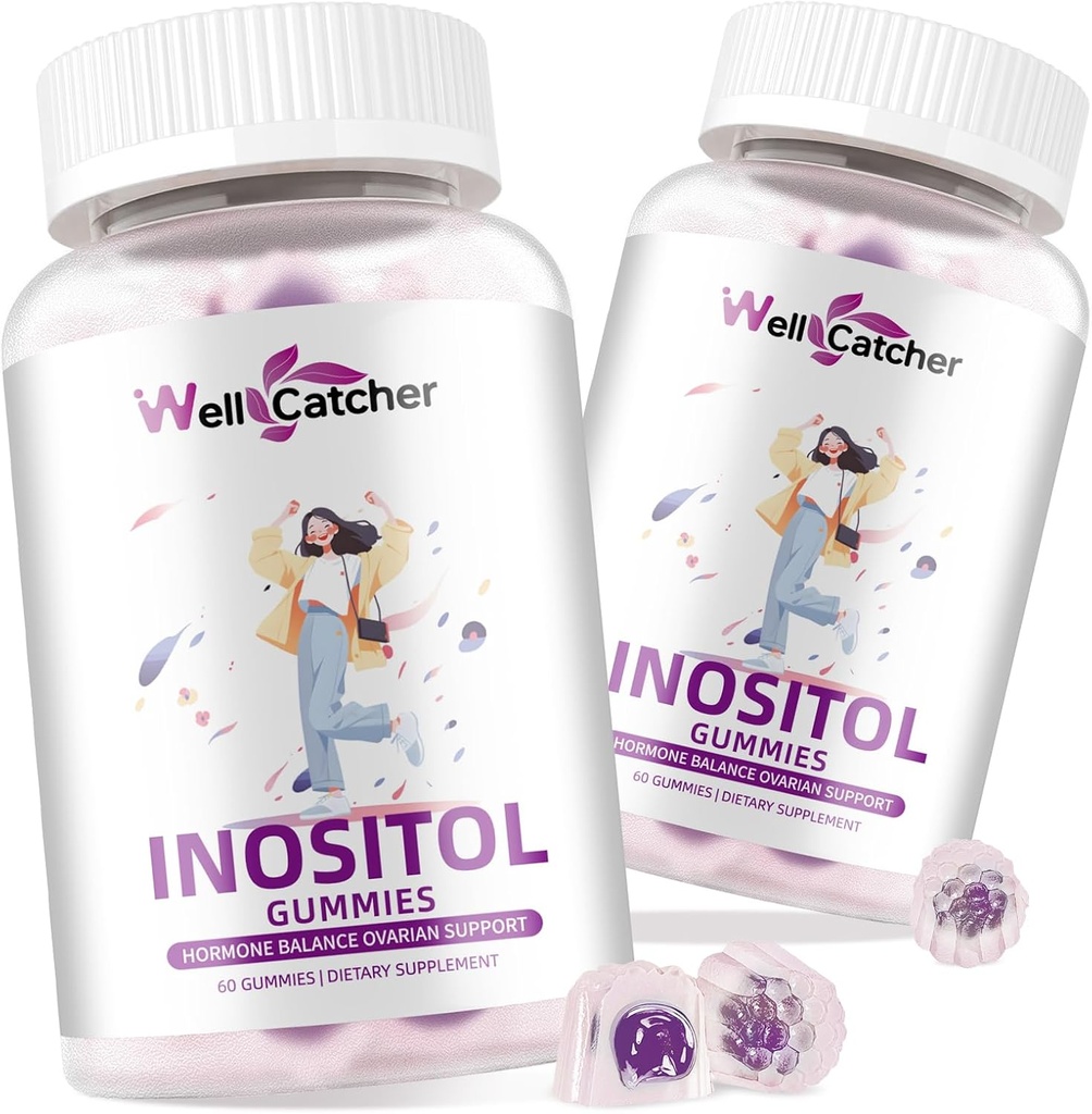 Inositol Gummies Myo-Inositol & D-Chiro Inositol Ideale 40:1 Ratio Integratore di inositolo con Omega-3 Vitamina D3 Supporta il ciclo di ovulazione sano Regolarità dell'uva Flavor 2 Pacchetti