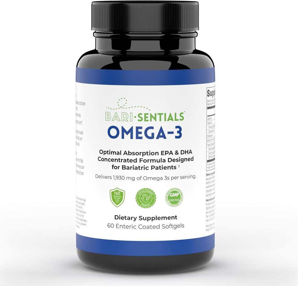 R-Kane Nutritionals Barisentials Omega-3 Supplemento - 1,930mg EPA & DHA Per Serving- Progettato per i pazienti baratici- Alta assorbimento MAG-03 Technology - 60 Softgels rivestiti (1-mese di alimentazione)