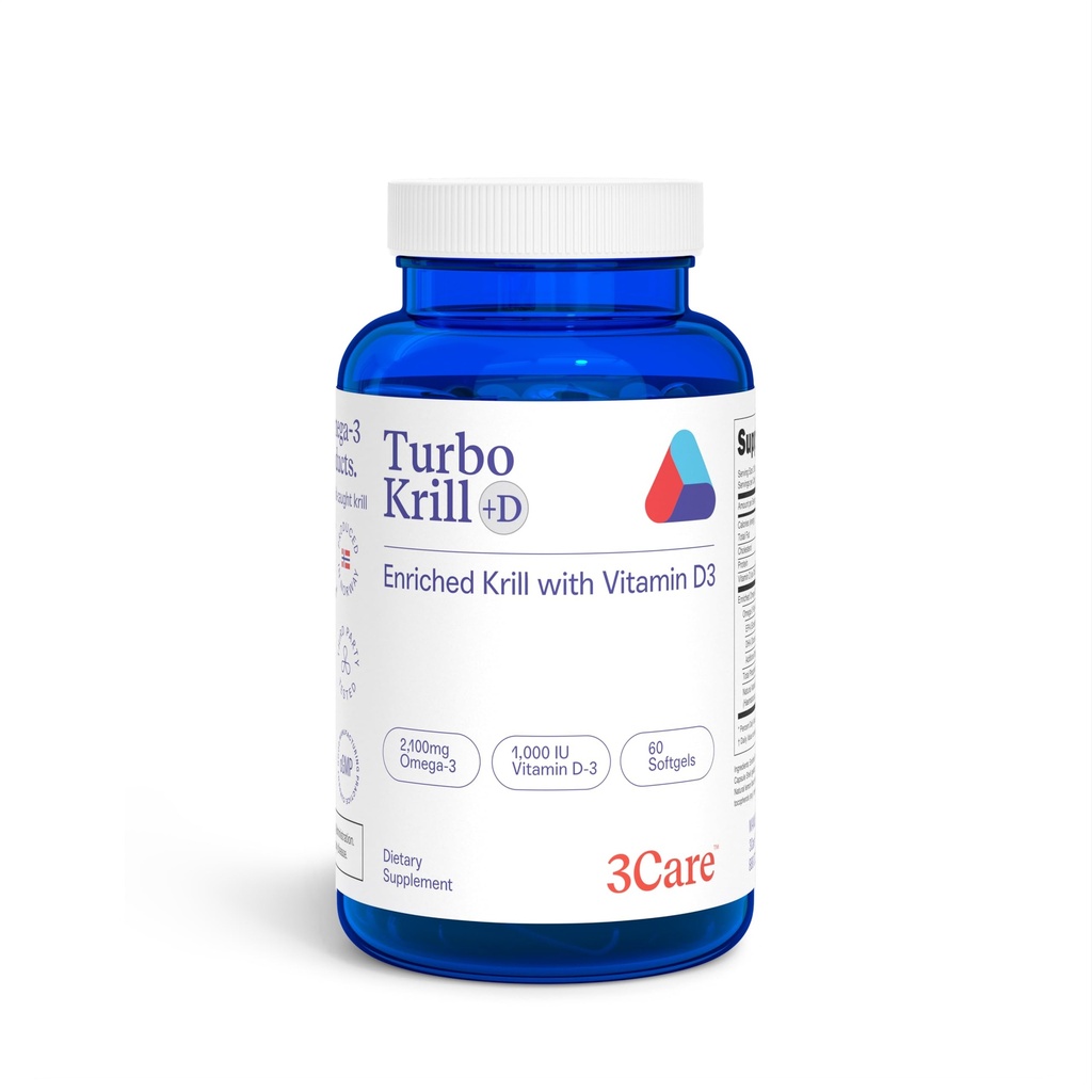 Turbo Krill 2100mg [High Concentrate] Olio di Krill Plus 600 IU Vitamina D Omega 3 Supplemento 60 Contabili
