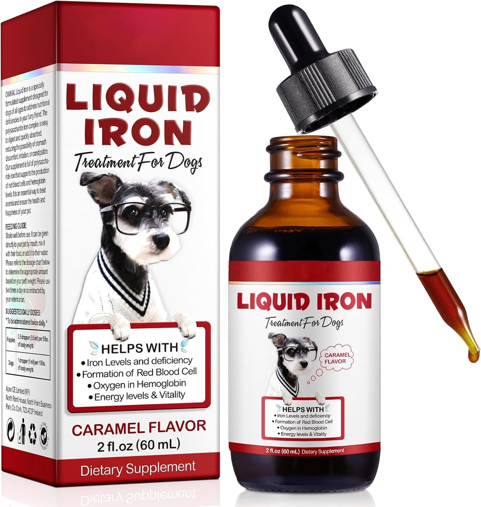 Supplementi di ferro liquido per cani, ferro di liquii con vitamina C e B12, supporta l'anemia, bassi livelli di ergonomia e letargia, promuove la salute del sangue, aiuta con formazione di globuli rossi