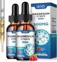 (2 Pack) Magnesio Citrato Liquid Magnesio Gocce Supplemento 500mg-Supporto Stress Relief, Bone, Muscolo, Mood, Sleep-4 Fl Oz, Vegan, Raspberry Flavor