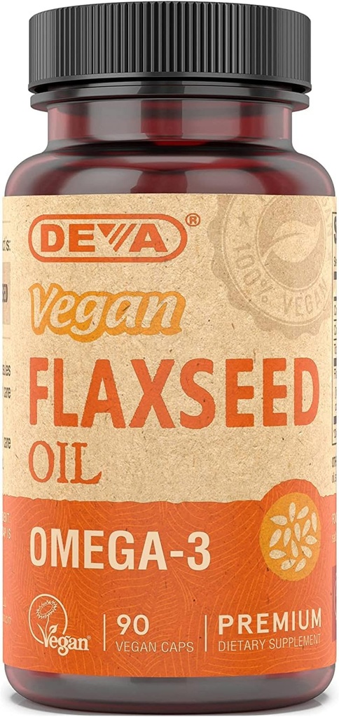 Deva Vegan Vitamins Flax Seed Oil, 500 MG, Vegan, 90 Vcap (4 confezione)