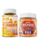 Zucchero curcuma curcuma curcuma riempita Gummies 550mg per adulti,Gummie di ferro di vegano supplemento con vitamina C