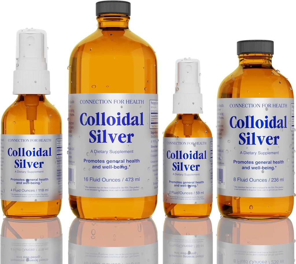 Argento colloidale - 10 PPM - 16 oz / 8 oz / 4 oz / 2 oz - Supporto immunitario