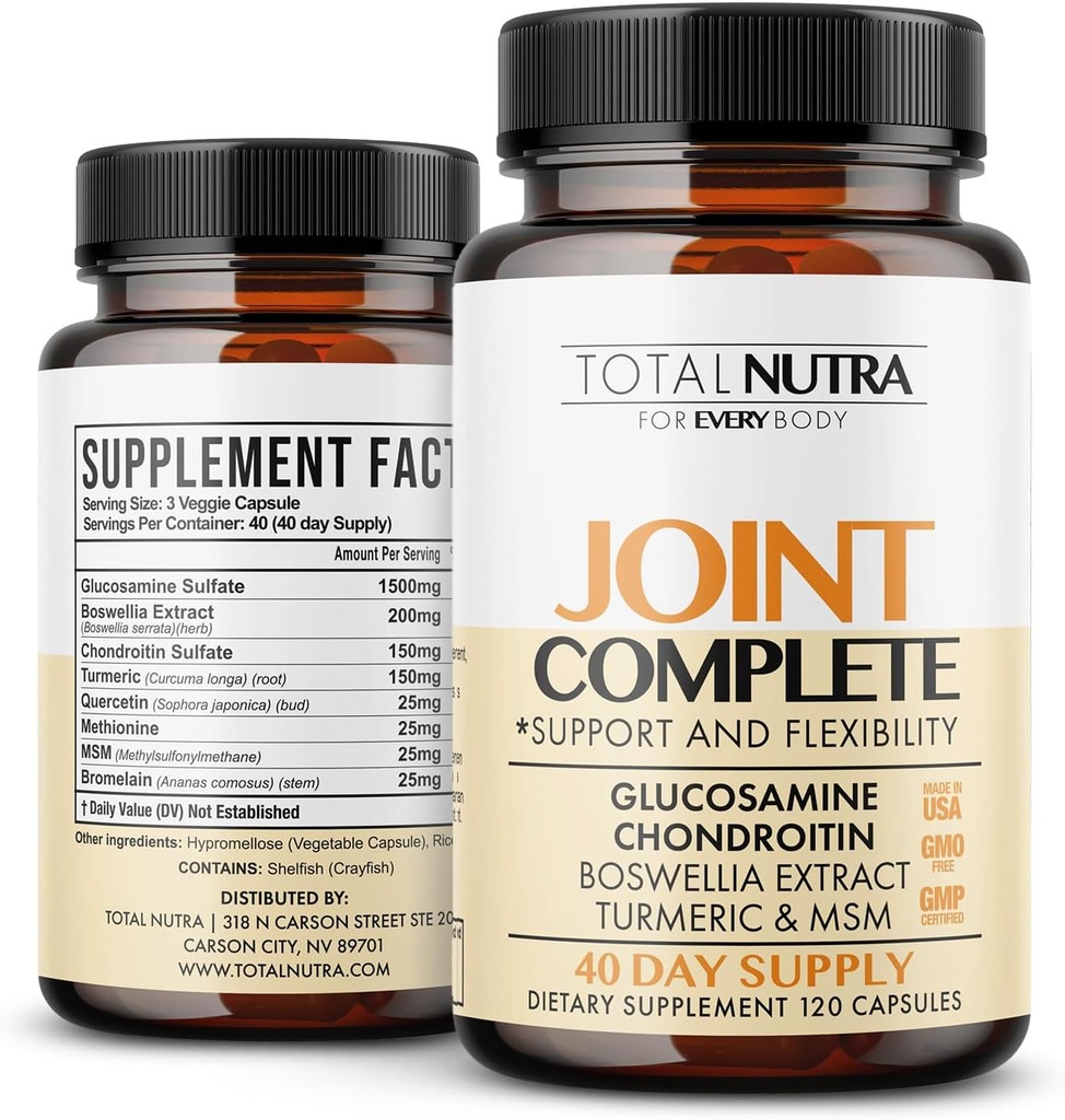 Glucosamina Condroitin MSM Turmeric 2100mg – Capsule Completi Congiunti, Integratore di Supporto Congiunto Avanzato per Adulti Mani Al ginocchio Mobilità – Integratori di Salute Comuni per Uomini & Donne