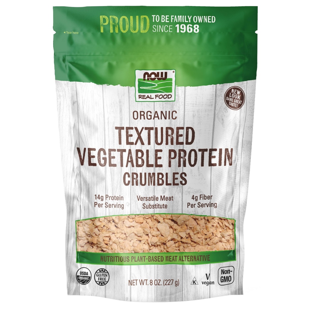 NOW Foods, Organic Textured Soy Protein Granules, Non-OGM, Versatile, Proteine Versatile, 8-Ounce (Packaging May Vary)