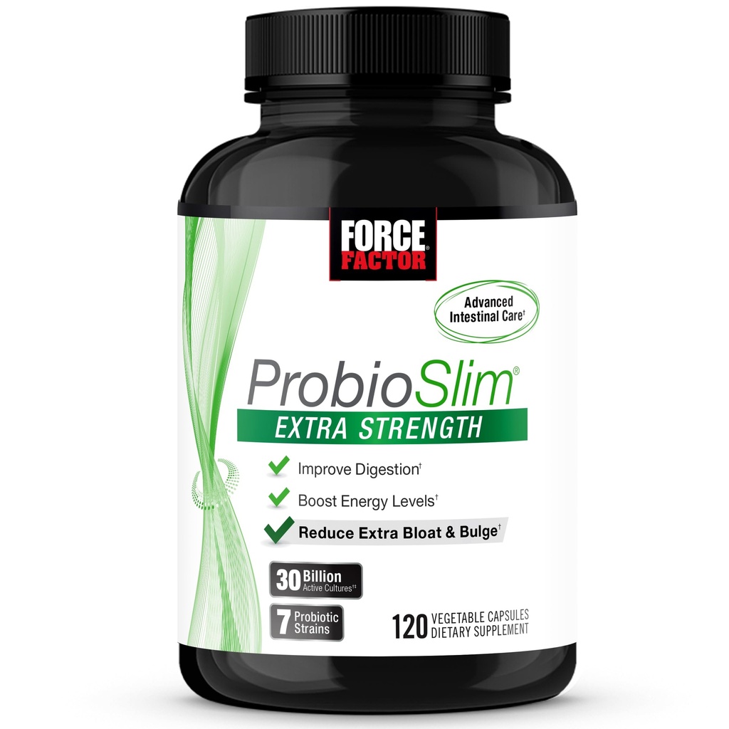 FORCE FACTOR ProbioSlim Probiotici ad alta resistenza per le donne e gli uomini con 30 miliardi di CFU di Probiotici per la salute digestiva, Bloating Relief e Gut Health, con fibra prebiotica, 120 capsule