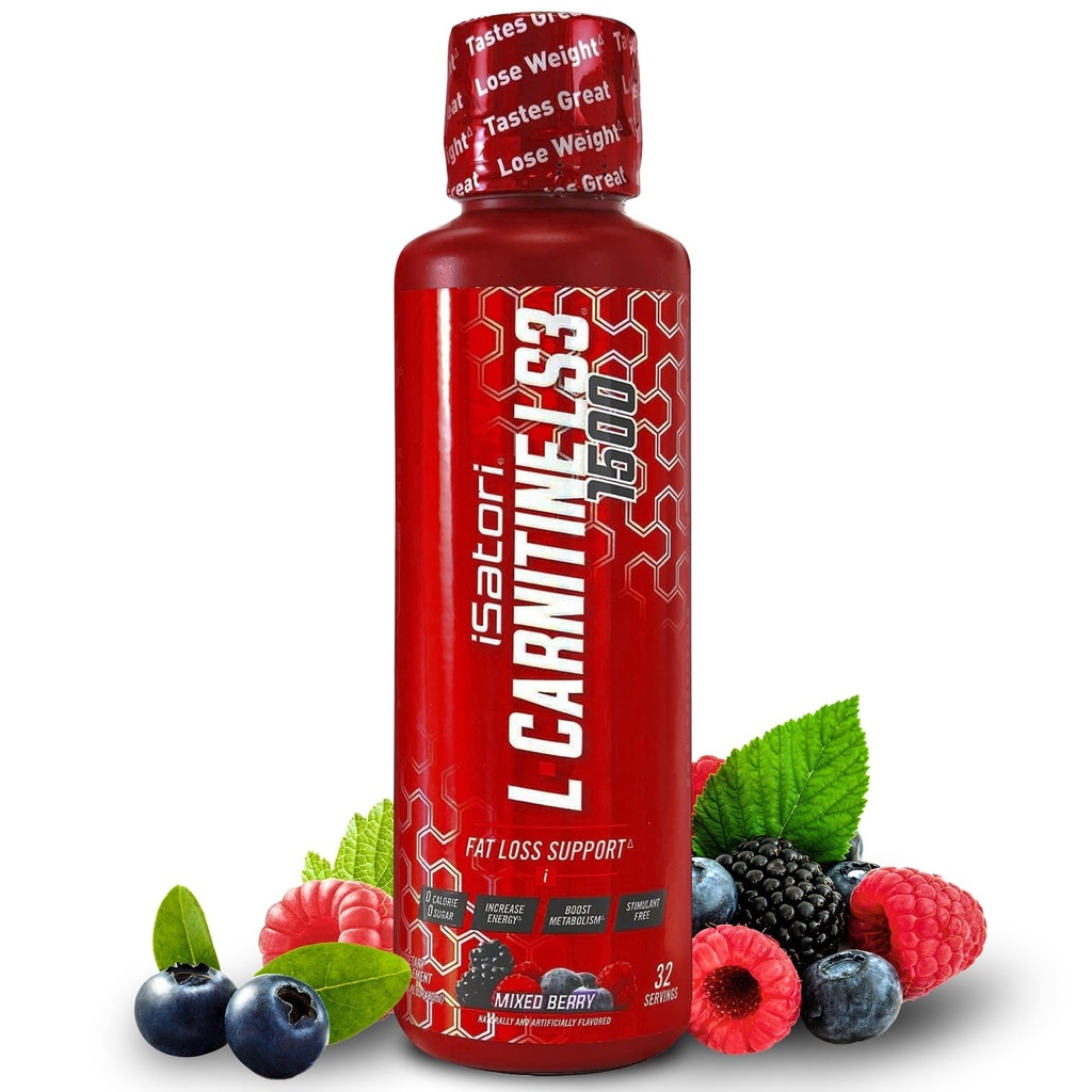 iSatori L-Carnitina LS3 1500, Supplemento Triple-Blend Liquid L Carnitina, con Acetil & Tartrato, Stimolant Free, Calorie Basse, Zucchero & Gluten Free, Keto-Friendly, Aroma misto di bacche (32 Serve)