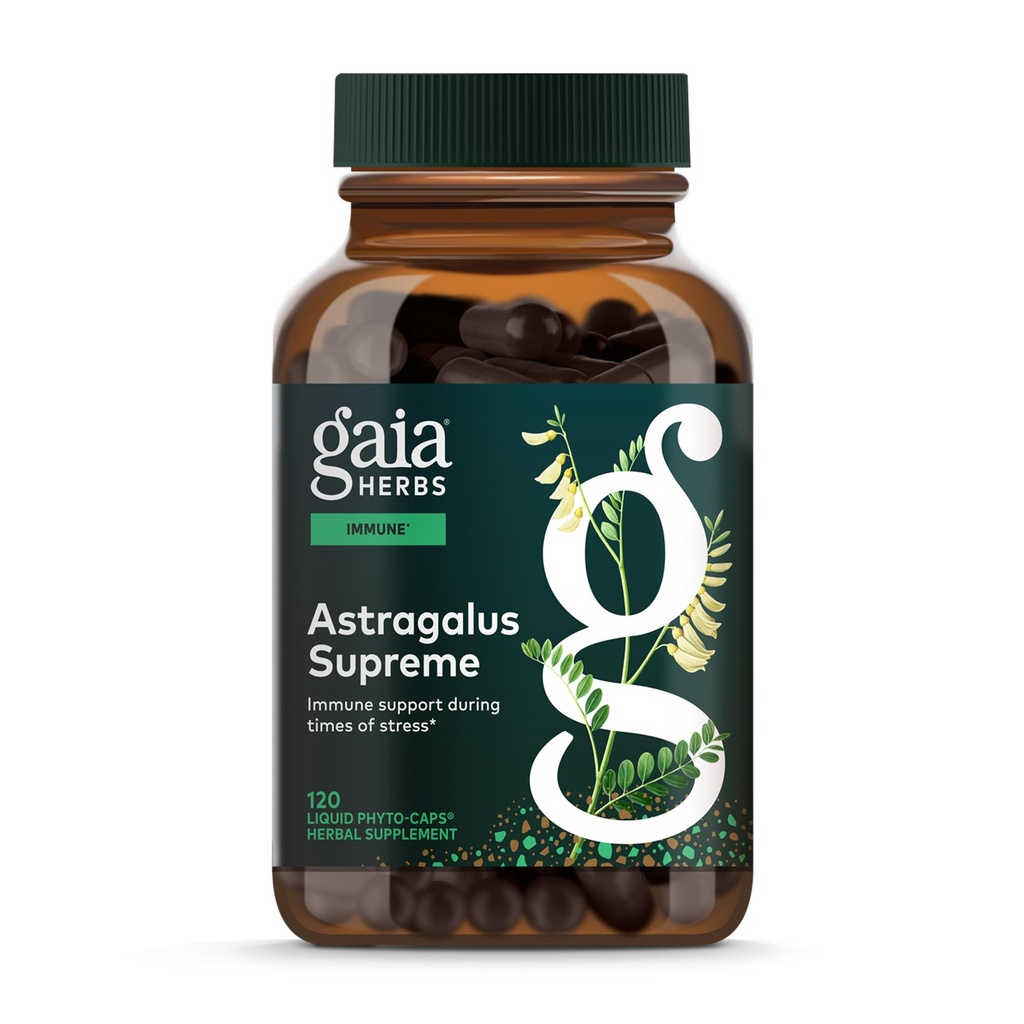Gaia Herbs Astragalus Supreme - Immune e Antiossidante Support Herbal Supplement - con Astragalus Root, Schisandra Berry, e Ligustrum - 120 Vegan Liquid Phyto-Capsules (30-Day Supply)