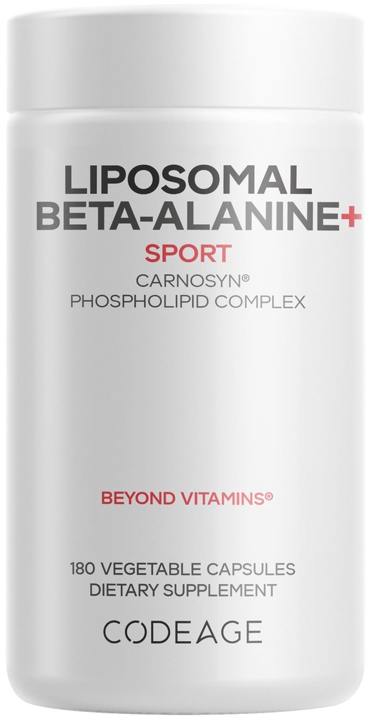 Codeage Liposomal Beta-Alanine Supplement - CarnoSyn Beta-Alanine - Alimentazione 2-Month - Consegna Liposomal - Pre allenamento, Post allenamento e Supplemento Sport - Non-GMO - 180 capsule